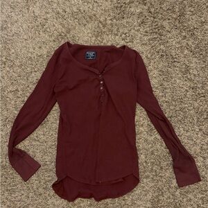 Abercrombie & Fitch Maroon Long Sleeve Tee
